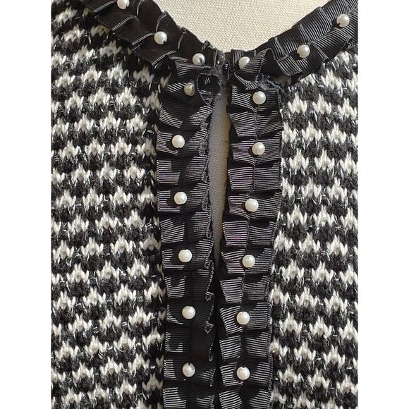 JM Collection Black Silver Thread Sweater Cardigan Jacket Size PM Cotton Blend - Picture 3 of 13